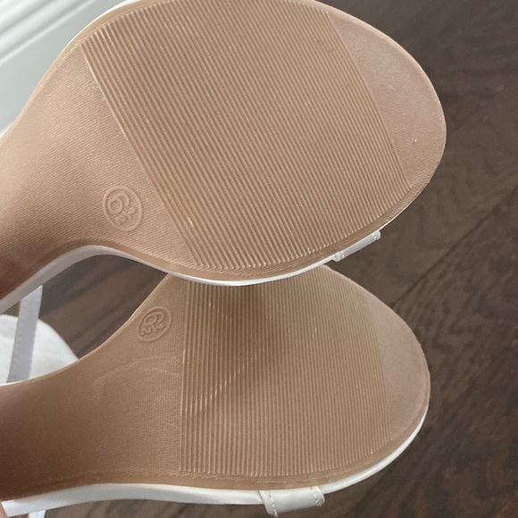 Lulus Ayanna Ivory Satin Bow Ankle Strap High Heel Sandals Size 6.5 - Picture 12 of 16